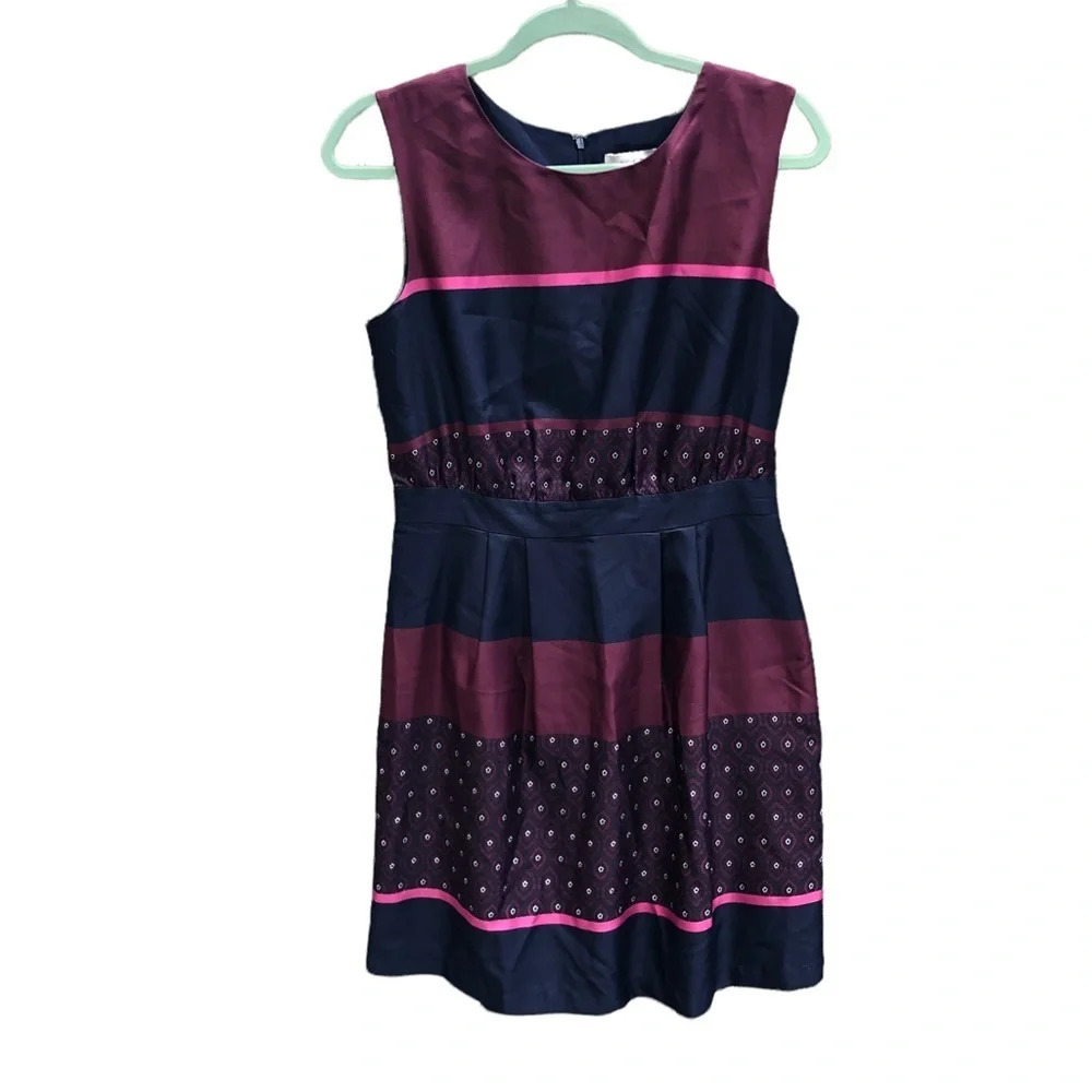 LOFT BURGUNDY AND NAVY DRESS